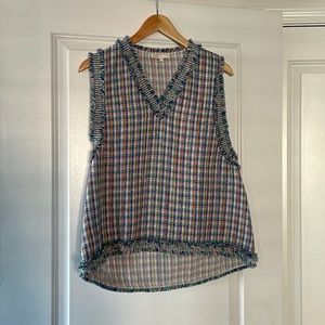 Maje tweed vest, size 3 (large), rainbow metallic pattern